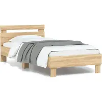 vidaXL Bedframe met hoofdbord en LED sonoma eikenkleurig 90x200 cm