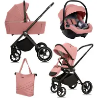 BabyLux Kinderwagen 3in1 Set GAVIA, Opvouwbare Lichtgewicht Kinderwagenset Incl. Reiswieg, Buggy, I-Size Baby-Autostoeltje, Luiertas En Meer Accessoires, 4 Ligstanden, 0-22kg, Uv-Bescherming 50+