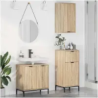 vidaXL Badkamermeubel Set met lade 3 pcs Sonoma eiken Bewerkt hout