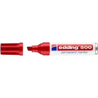 Edding 500 Permanentmarker 100% Gerecycled Breed Beitelpunt 2 - 7 mm Rood Navulbaar Waterbestendig