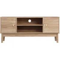 MODFU - Tv-Meubel - Opbergruimte En Kabeldoorvoer - Landelijke Retrostijl - Voor Woonkamer Of Slaapkamer - MDF - Eikenkleur - 110 X 40 X 48 cm