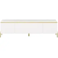 MODFU - TV-Meubel - 4 Deuren En Kabeldoorvoer - Modern Italiaans Minimalistisch - Voor Woonkamer - Spaanplaat - Wit - 170 X 38 X 50 Cm