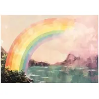 WALLARENA - Fotobehang - 200x140 cm - fotobehang voor meisjes met een regenboog en een meer van vliesbehang