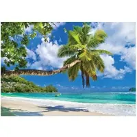 WALLARENA - Fotobehang - 350x250 cm - kenmerken van het originele beschrijving: Strand, Zee, Palmen, Oceaan, Slaapkamer, Woonkamer, Wandtapijt