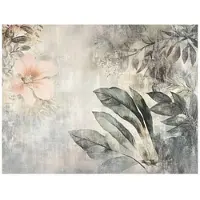 WALLARENA - Fotobehang - 200x140 cm - Vintage bladeren bloemen beton voor slaapkamer woonkamer