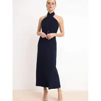 Trendyol Damesjurk in marineblauw, plat model, mouwloos, chic/avondjurk