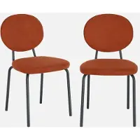 Sweeek Stoel van metaal en stof vintage (set van 2) Terracotta