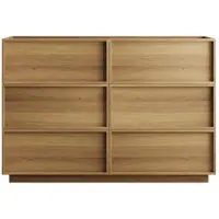 OKWISH Dressoir Met 6 Lades - Moderne Opbergkast Voor Woonkamer Slaapkamer Hal - Eikenkleur MDF - 127 x 48 x 80 cm