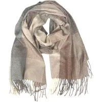 Kumixi Sjaal 'Fransen' camel / lichtbruin / lichtgrijs