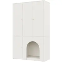 OKWISH Kledingkast – 3 Deuren – Met Kledingroede En Huisdiernis – 120 x 50 x 200 cm – Veel Opbergruimte – MDF Wit