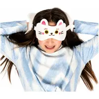 Relaxeazzz Reis set - Kat/Poes knuffel / reiskussen / slaapmasker - voor kinderen - in vliegtuig of auto