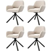 OKWISH Eetkamerstoel – Draaibare Kuipstoel Set Van 4 – Met Armleuningen En Comfortabele Fluwelen Bekleding – Modern Voor Eetkamer – Metaal – Beige