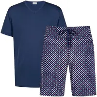 Mey Pyjama kort 'Tie Minimal' donkerblauw