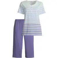 Hajo Blauw gestreepte dames pyjama | Maat 44/46