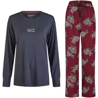 Louise Pyjama donkergrijs / bloedrood