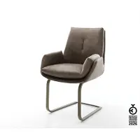 DELIFE Sledestoel Clea-Flex sledemodel vlak afwerking met titanium microvelours taupe vintage