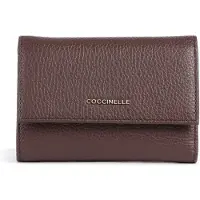 Coccinelle Leren portemonnee Metallic Soft Wallet Grainy Leather Berry donkerpaars