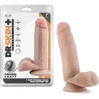 Blush Novelties Blush Dildo Love Toy Dr. Skin Plus 7 Inch Posable Dildo With Balls Vanilla beige