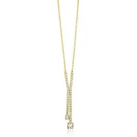 Zinzi gold plated zilveren Y-collier 45cm met luxe tennislook en witte zirkonia's in rijzetting met twee grotere witte zirkonia's ZIC2894Y
