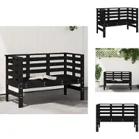 The Living Store De Living Store tuinstoel, zwart, 111,5 x 53 x 71 cm, massief grenenhout