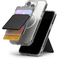 Ringke Stand Slot Magnetische Kaarthouder - Kaarthouder Compatibel met MagSafe - Met Standaard - Ruimte voor 2 Pasjes - Transparant Zwart
