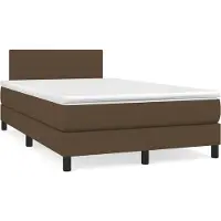 vidaXL Boxspring met matras stof donkerbruin 120x190 cm