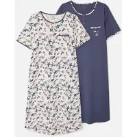 Damart - Set van 2 nachthemden van zuiver gekamd jerseykatoen - Dames - Wit - 54-56 (XXL)