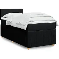 vidaXL Boxspring met matras stof zwart 90x190 cm