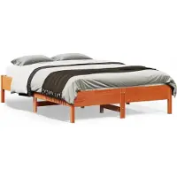 vidaXL Bedframe zonder matras massief grenenhout wasbruin 135x190 cm