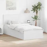 vidaXL Bedframe met hoofdeinde Wit 90 x 190 cm Bewerkt hout