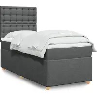 vidaXL Boxspring met matras stof donkergrijs 100x200 cm
