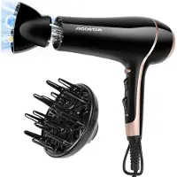 Aigostar Fohn - Lora 33LNK - Haardroger - Fohn met diffuser - Ionische Fohn - Professionele Fohn - 2400 Watt - Zwart