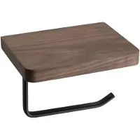 Sapho Toiletrolhouder met plank, zwart mat/walnoot