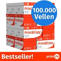 Print24 Printpapier Kopieerpapier 100000 vel 20 x 5000 A4 Premium Hoogwit CIE 160 Testwinnaar PEFC gecertificeerd