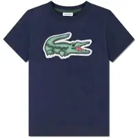 Lacoste T-shirt donkerblauw Jongens Katoen Ronde hals Logo - maat 128