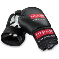 Fitshape Boxing Gloves black/white leather-mt 10