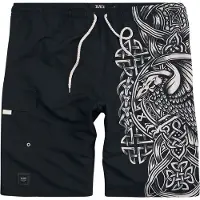 Black premium by emp Zwembroek - Black Swim Shorts with Celtic-Style Raven Print - S tot XL - voor Mannen - zwart | Maat M