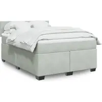 vidaXL Boxspring met matras fluweel lichtgrijs 160x200 cm