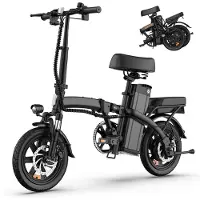 SmartAI Elektrische Fiets - Motor 250W - Actieradius 60km - 14 Inch -25km/ - 48V/7.8Ah -vouwbaar E-bike -stads E-bikes & E-Nederland - Zwart