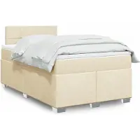 vidaXL Boxspring met matras stof crèmekleurig 120x190 cm