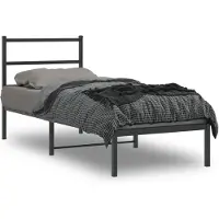 vidaXL Bedframe met hoofdbord metaal zwart 75x190 cm