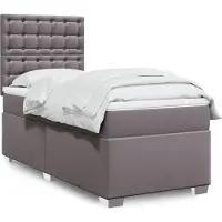vidaXL Boxspring met matras kunstleer grijs 100x200 cm
