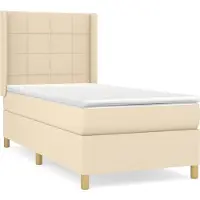 vidaXL Boxspring met matras stof crèmekleurig 90x200 cm