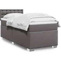 vidaXL Boxspring met matras kunstleer grijs 80x200 cm
