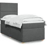 vidaXL Boxspring met matras stof donkergrijs 90x200 cm