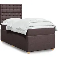 vidaXL Boxspring met matras stof donkerbruin 90x200 cm