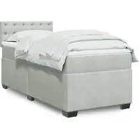 vidaXL Boxspring met matras fluweel lichtgrijs 90x190 cm