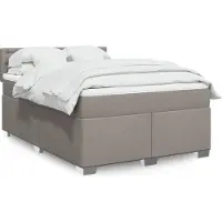 vidaXL Boxspring met matras stof taupe 140x190 cm