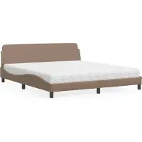 vidaXL Bed met matras "Dover" kunstleer cappuccinokleurig 180x200 cm