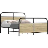 vidaXL Bedframe zonder matras metaal sonoma eikenkleurig 137x190 cm